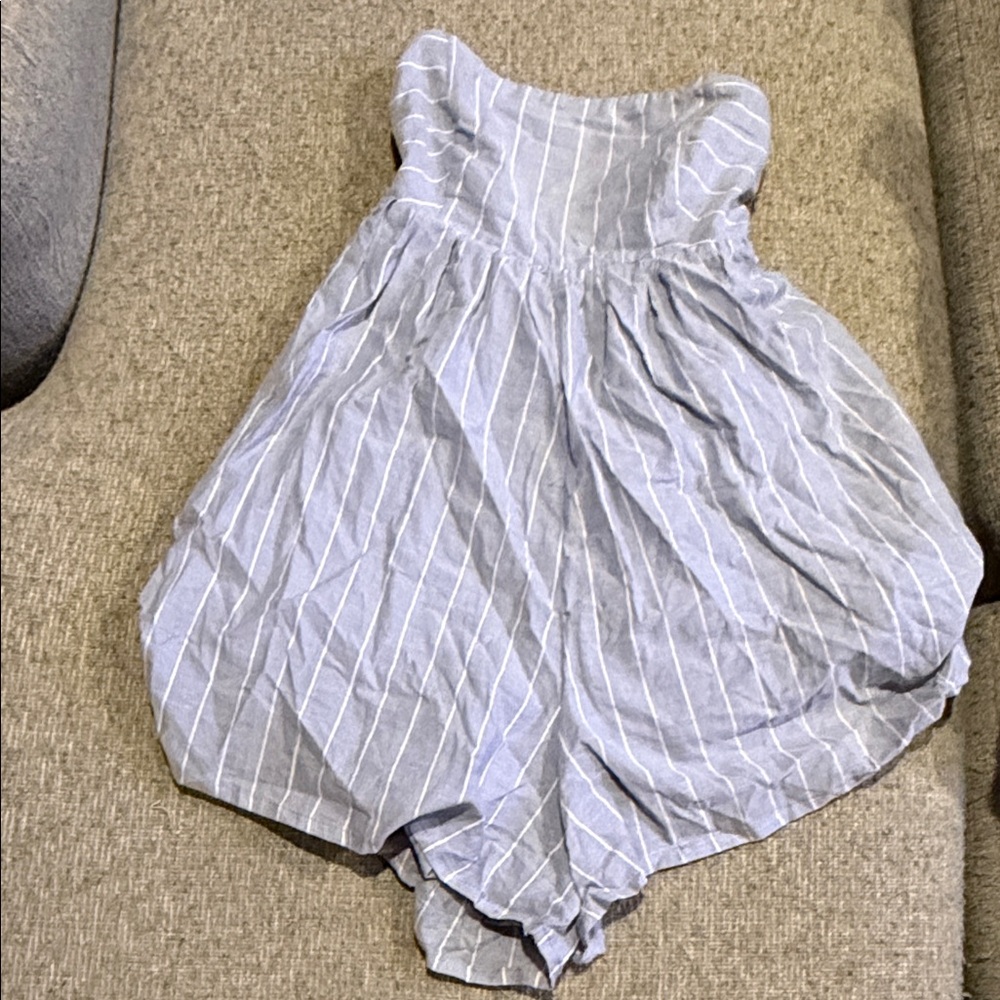 Blue and White Striped Romper